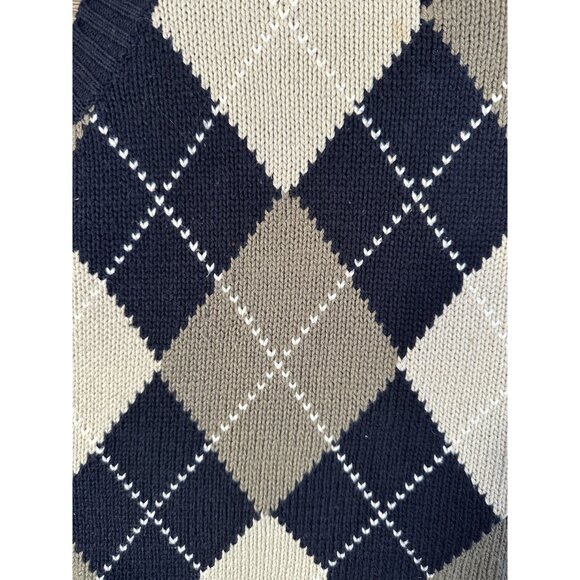 Woods & Gray Mens Argyle Cotton V-Neck Vest Black Beige Preppy Golf Grandpa Core - Picture 5 of 6